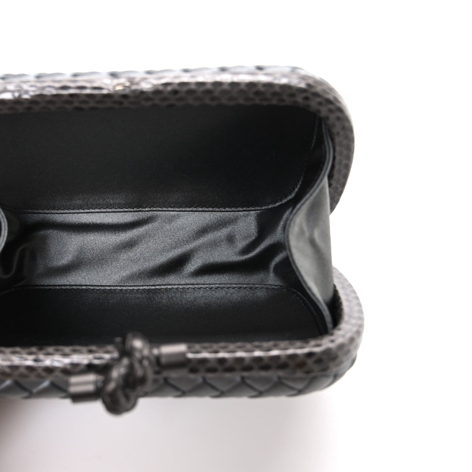 Bottega Veneta Satin Intreccio Impero Ayers Knot Clutch Grey 5 of 6