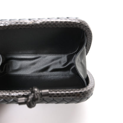 Bottega Veneta Satin Intreccio Impero Ayers Knot Clutch Grey 5 of 6