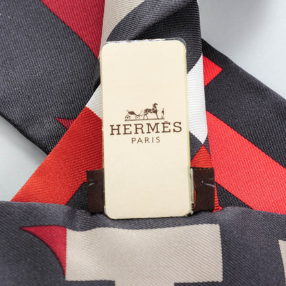 Hermes Silk Capitales Twilly Anthracite Corail Rouge 5 of 5