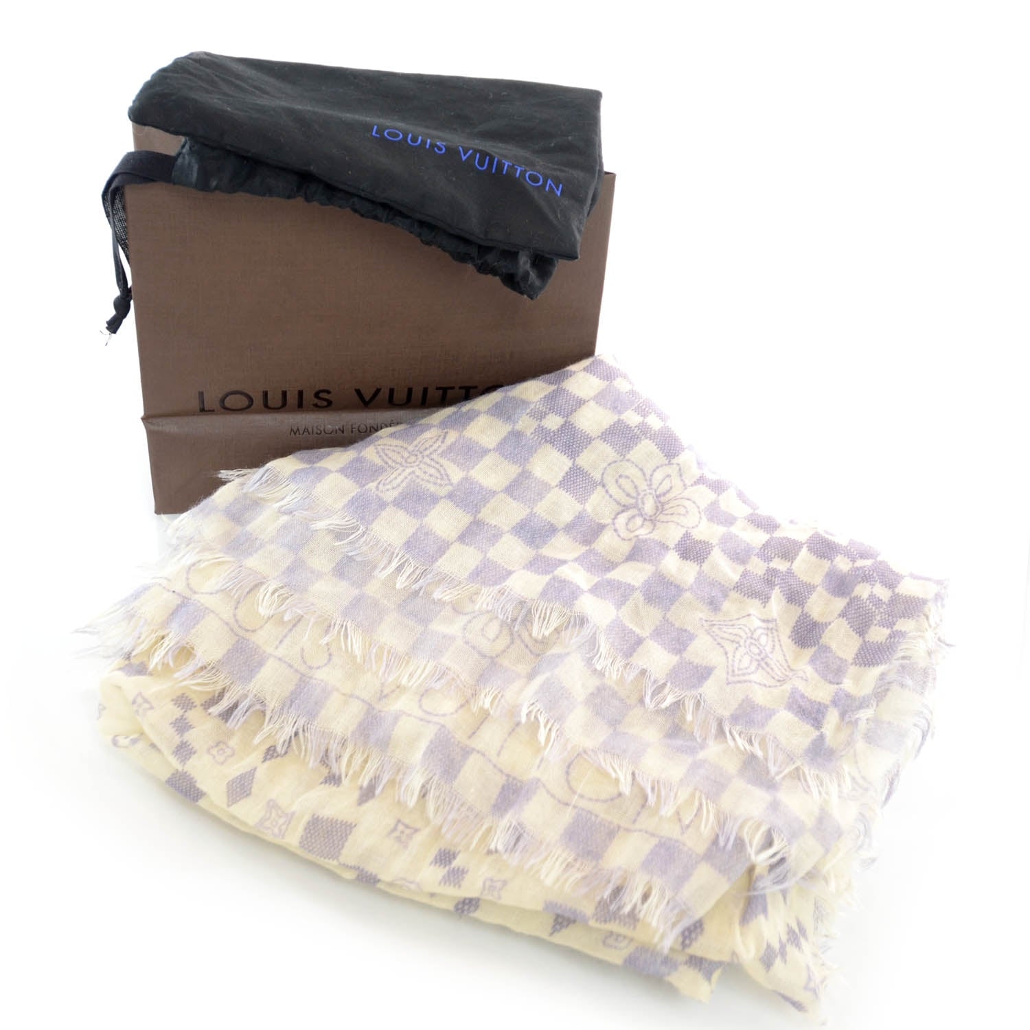 Louis Vuitton Cashmere Silk Damier Azur Stole 7 of 7