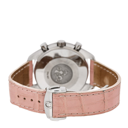 Omega Stainless Steel Alligator Diamond Bezel Mother of Pearl 35.5mm Speedmaster Chronograph Automatic Watch 3835.70.36 3 of 4