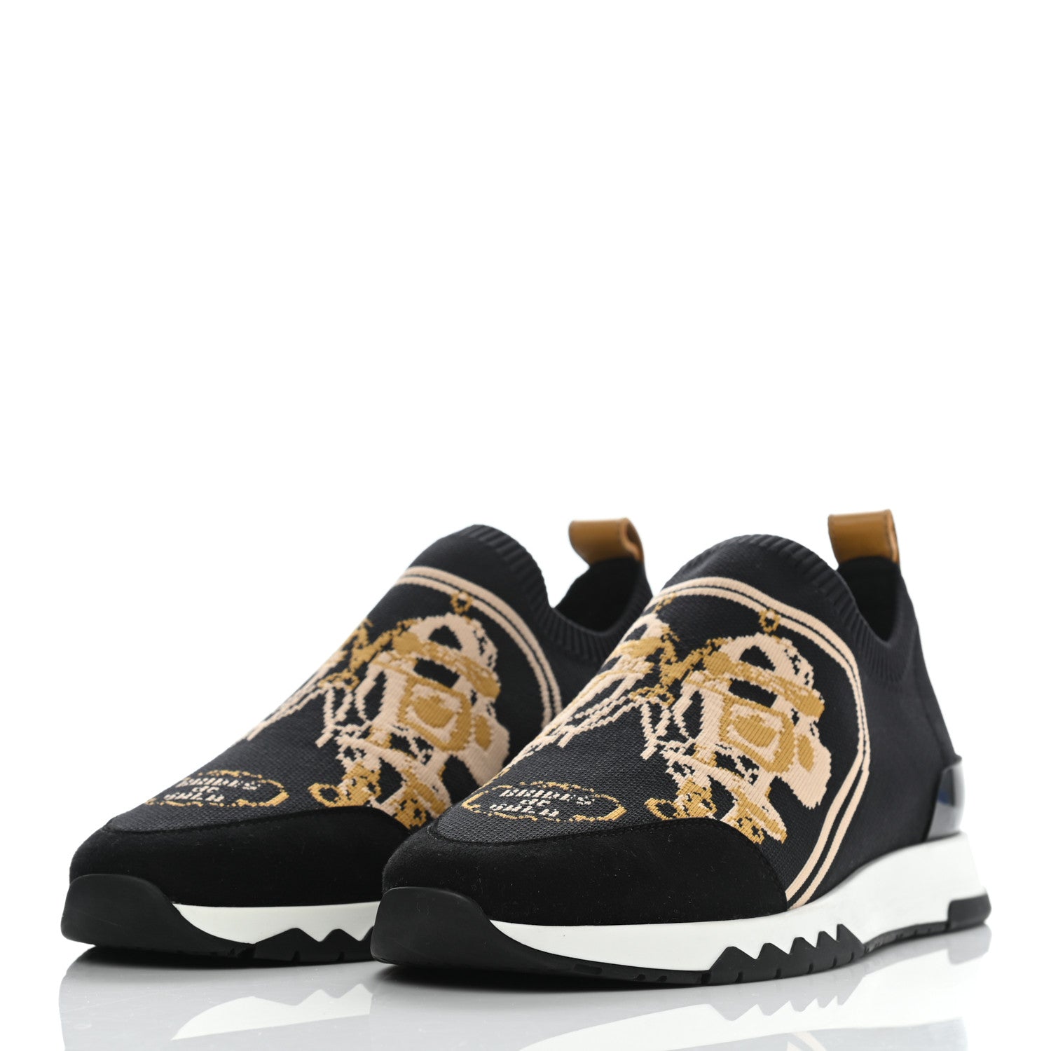 Hermes Knit Goatskin Womens Bow Sneakers 36 Black 3 of 7
