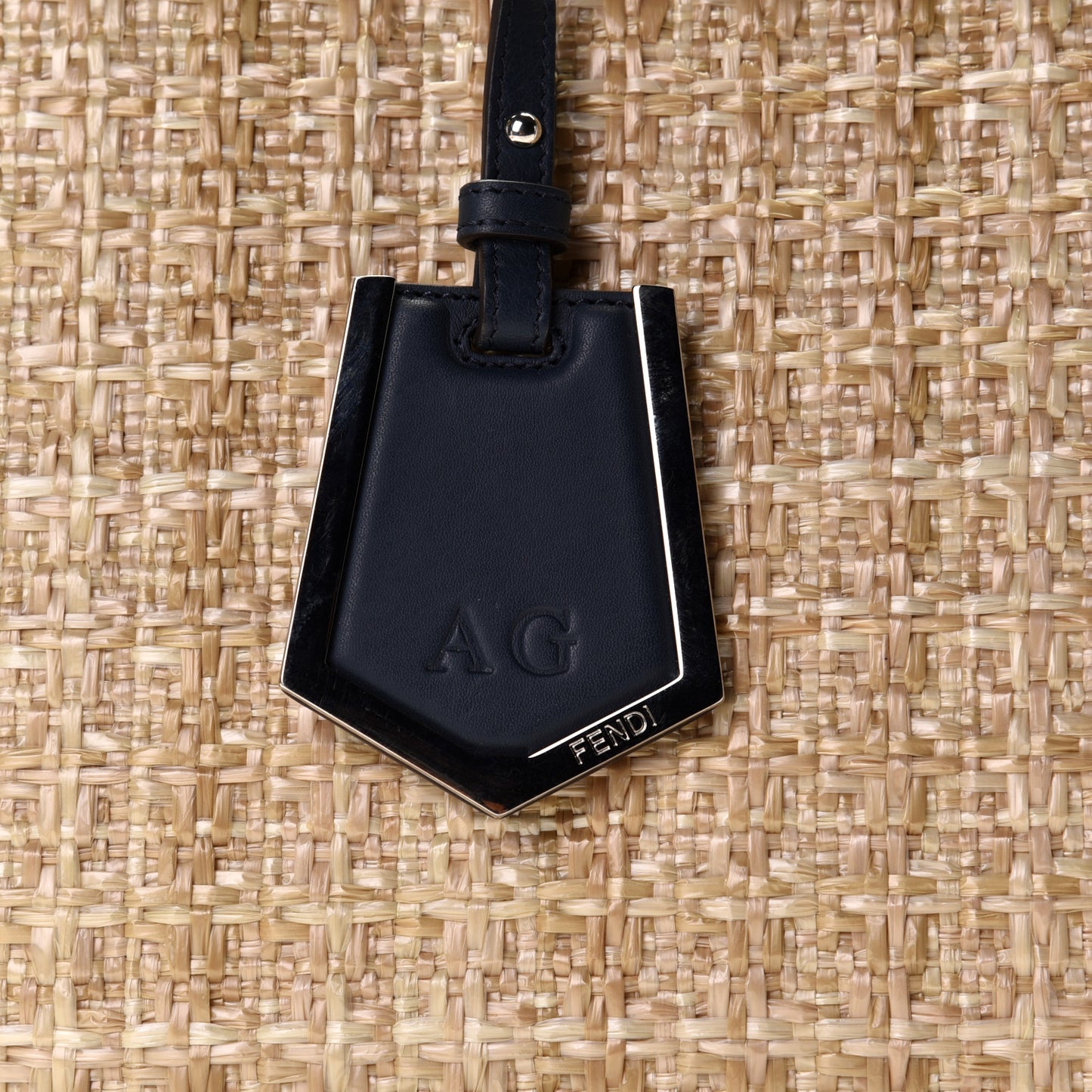 Woven Raffia Vitello Regular 2Jours Tote Natural Black