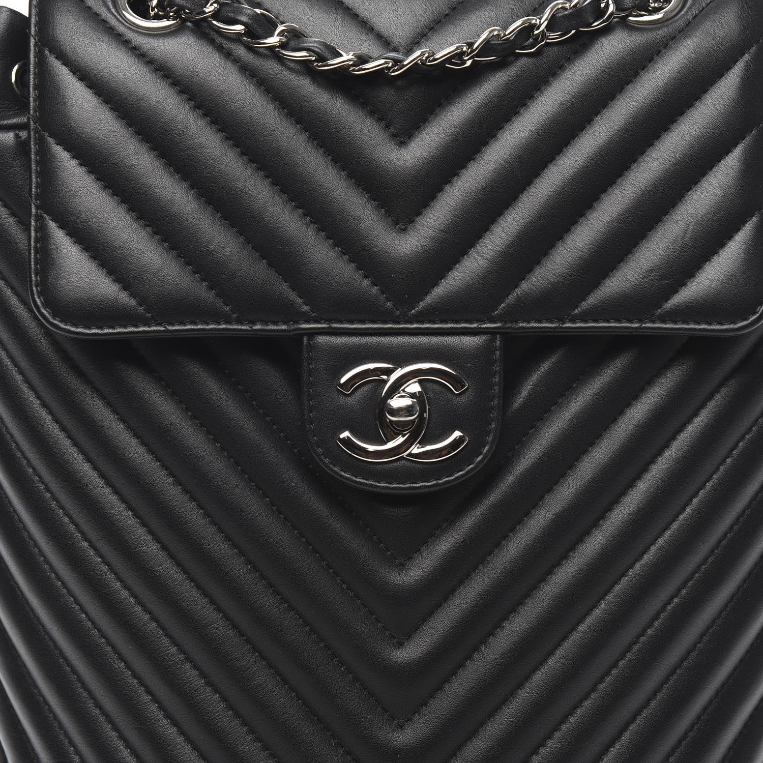 Chanel Lambskin Chevron Quilted Small Urban Spirit Backpack Black 9 of 9