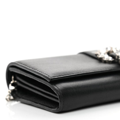 Jimmy Choo Calfskin Crystal Cheri Wallet on Chain Bag Black 9 of 11