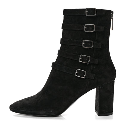 Saint Laurent Cashmere Lou 75 Strap Zip Boots 38.5 Black 1 of 8