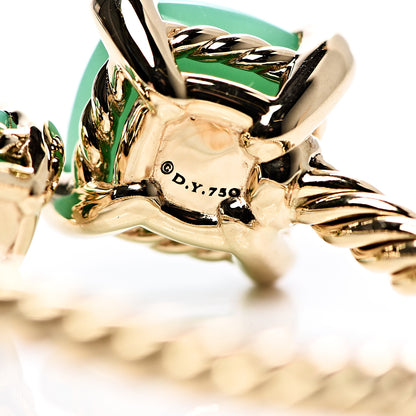 David Yurman 18K Yellow Gold Diamond Chrysoprase Chatelaine Bypass Ring 54 7 5 of 6