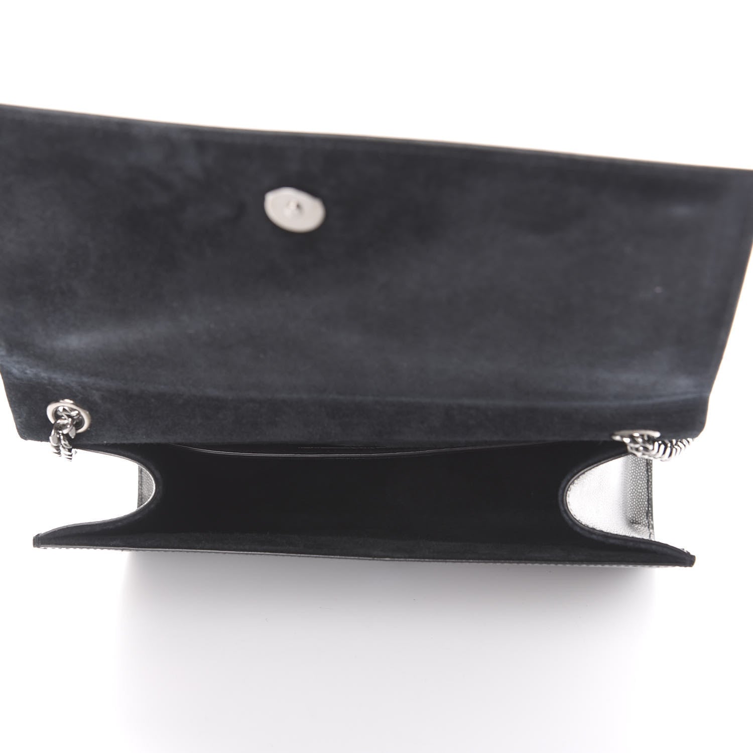 Saint Laurent Metallic Grain De Poudre Medium Classic Monogram Kate Satchel Dark Lead 5 of 9