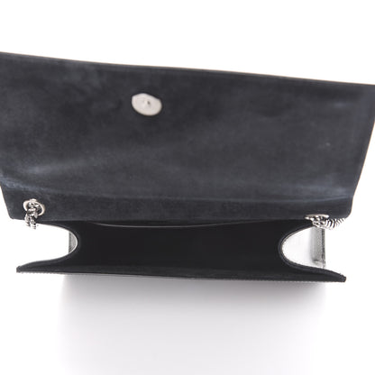 Saint Laurent Metallic Grain De Poudre Medium Classic Monogram Kate Satchel Dark Lead 5 of 9