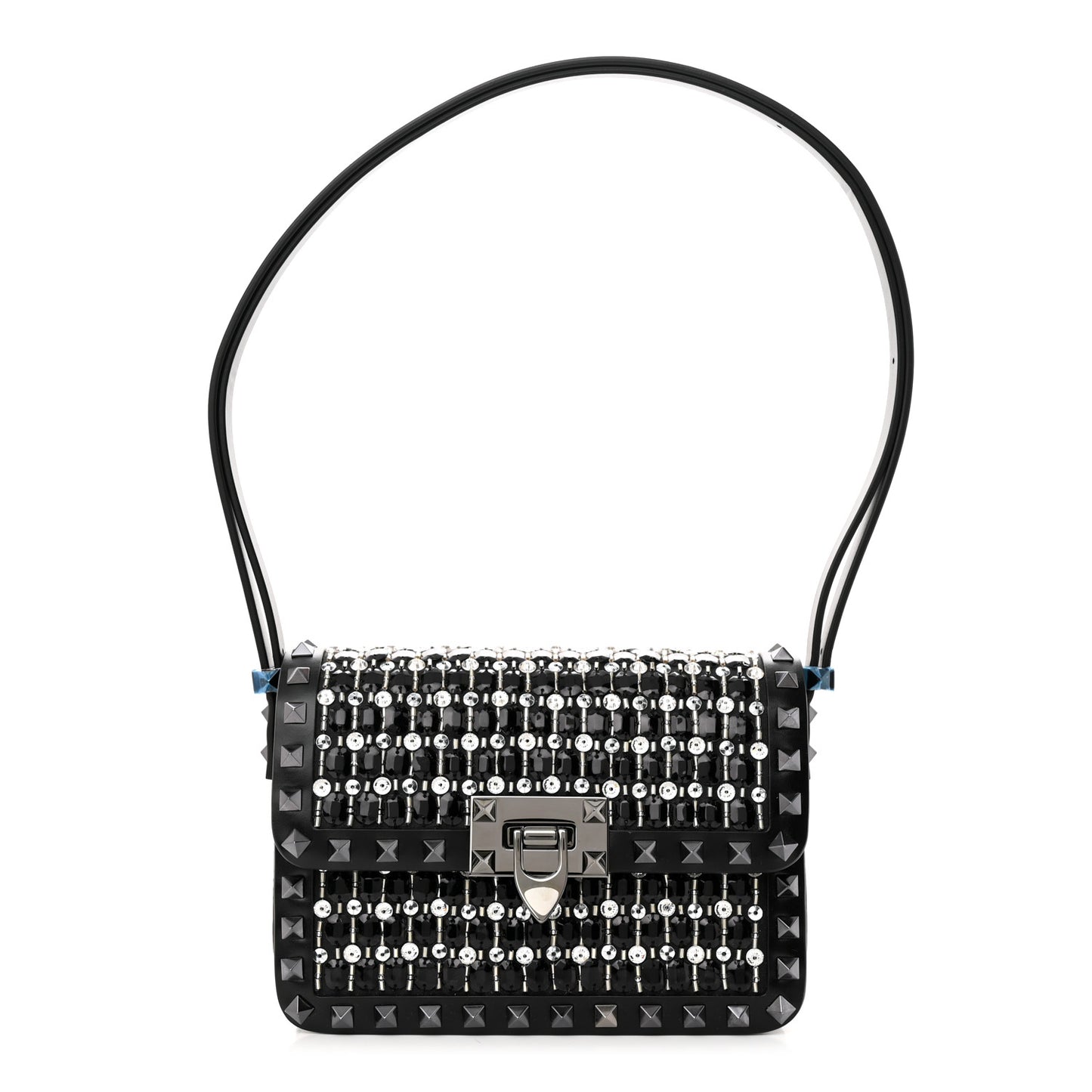 Rhinestone Small Rockstud Shoulder Bag Black