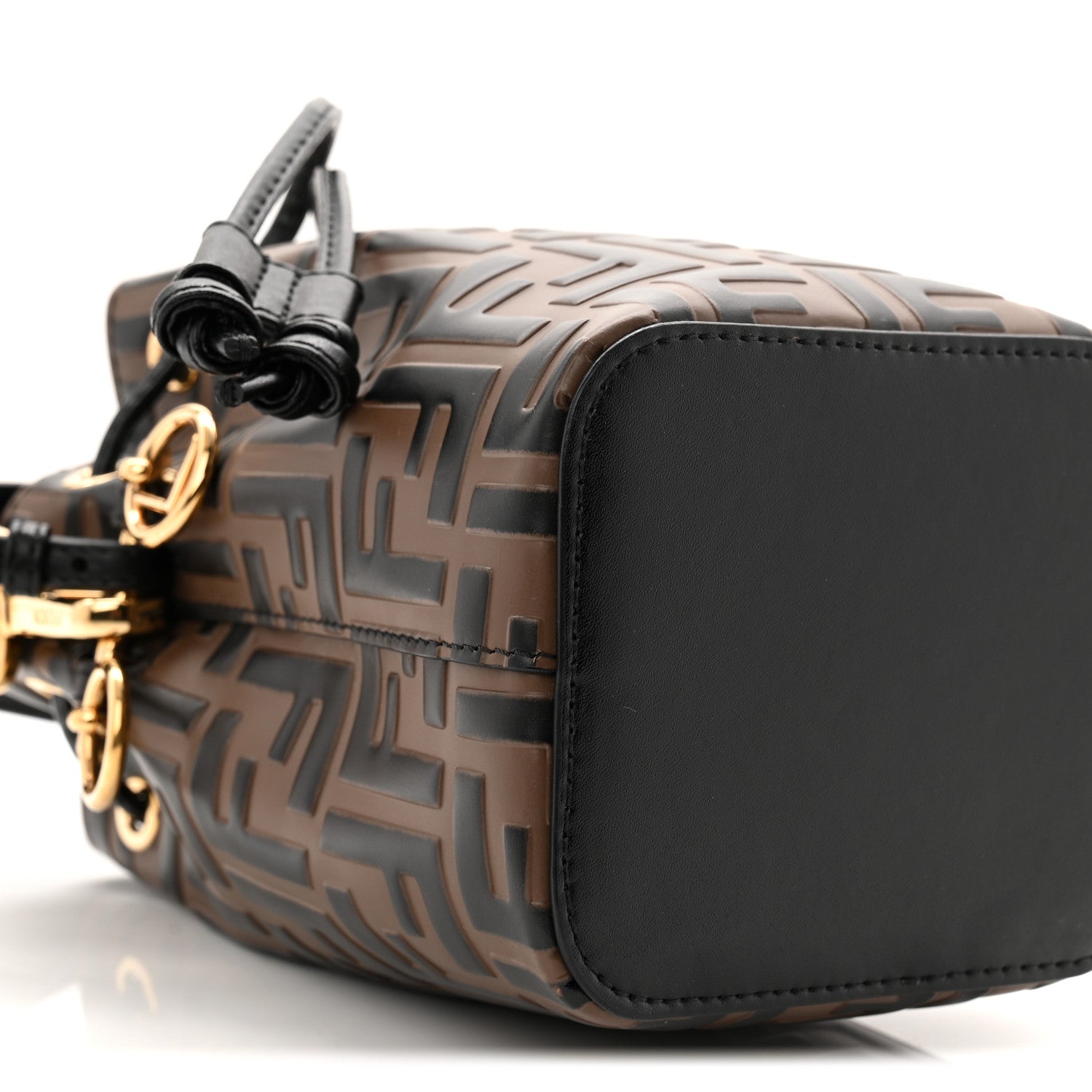 Fendi Vitello Liberty F is Fendi Bi-Color FF 1974 Embossed Mini Mon Tresor Bucket Bag Maya Black 9 of 10
