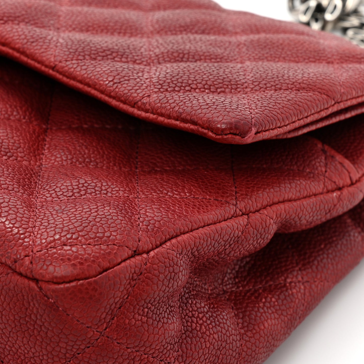 Washed Caviar Quilted 2.55 Reissue 225 Bijoux Chain Flap Red