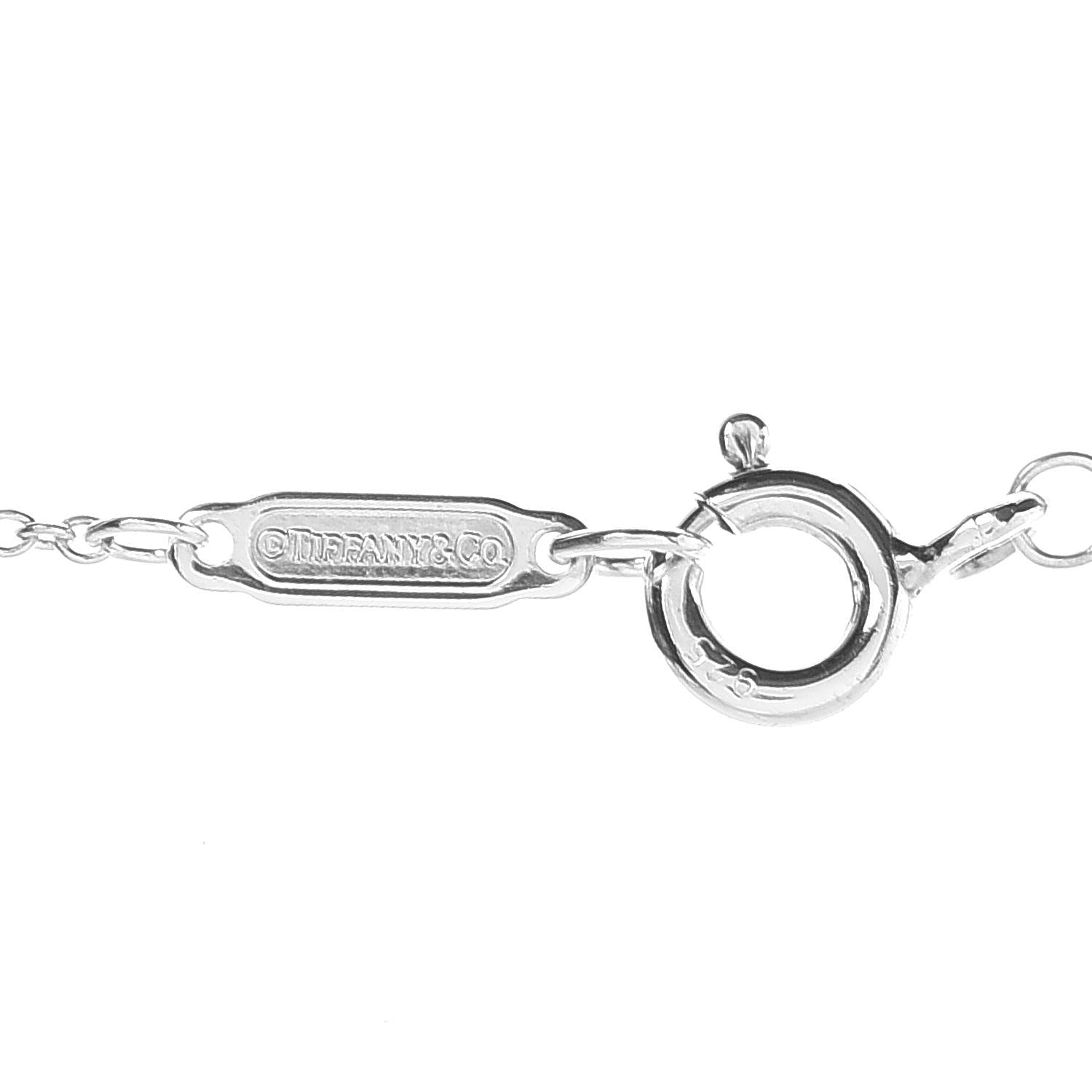 Tiffany Sterling Silver Diamond 16mm Elsa Peretti Open Heart Pendant Necklace 6 of 9