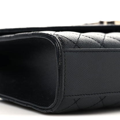 Saint Laurent Grain De Poudre Textured Mixed Matelasse Triquilt Medium Monogram Satchel Black 9 of 10