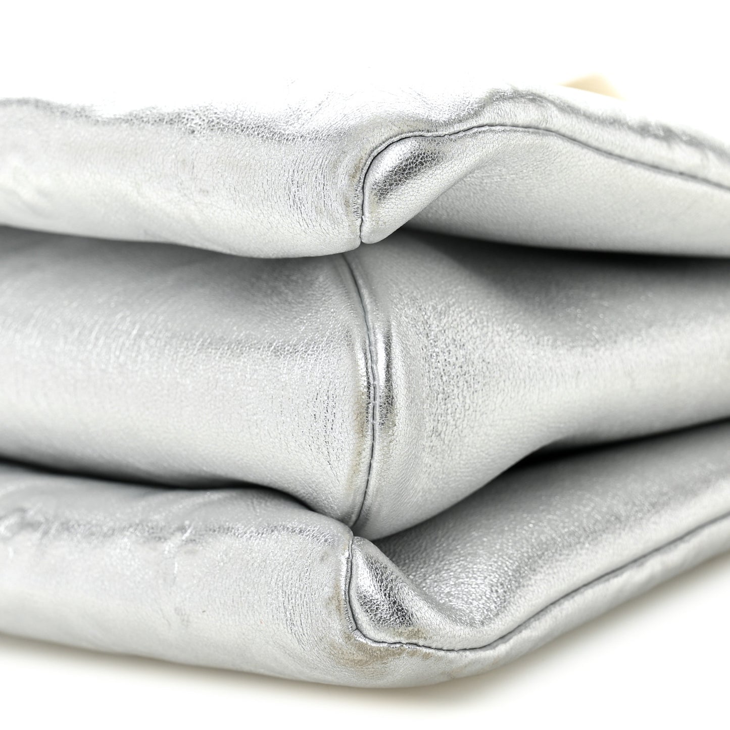 Metallic Lambskin Embossed Monogram Coussin PM Silver