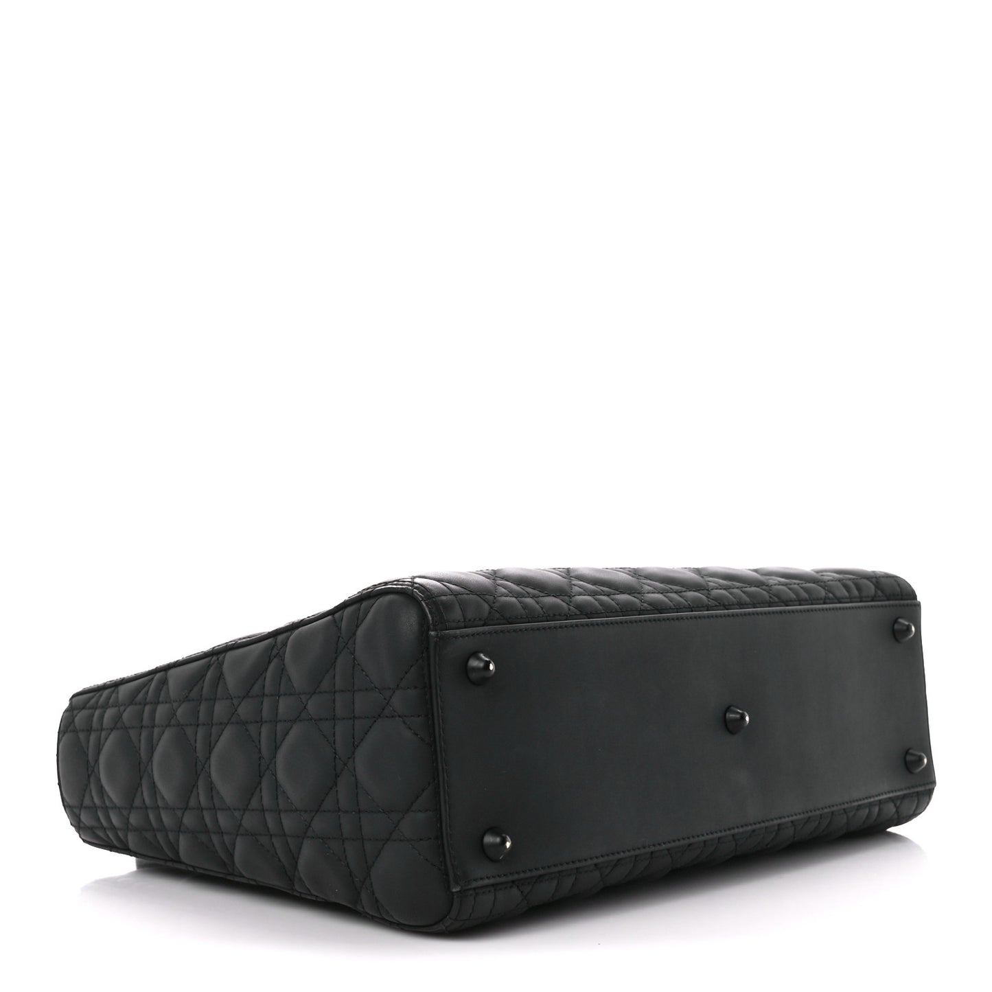 Ultra Matte Calfskin Cannage Large Lady Dior Black