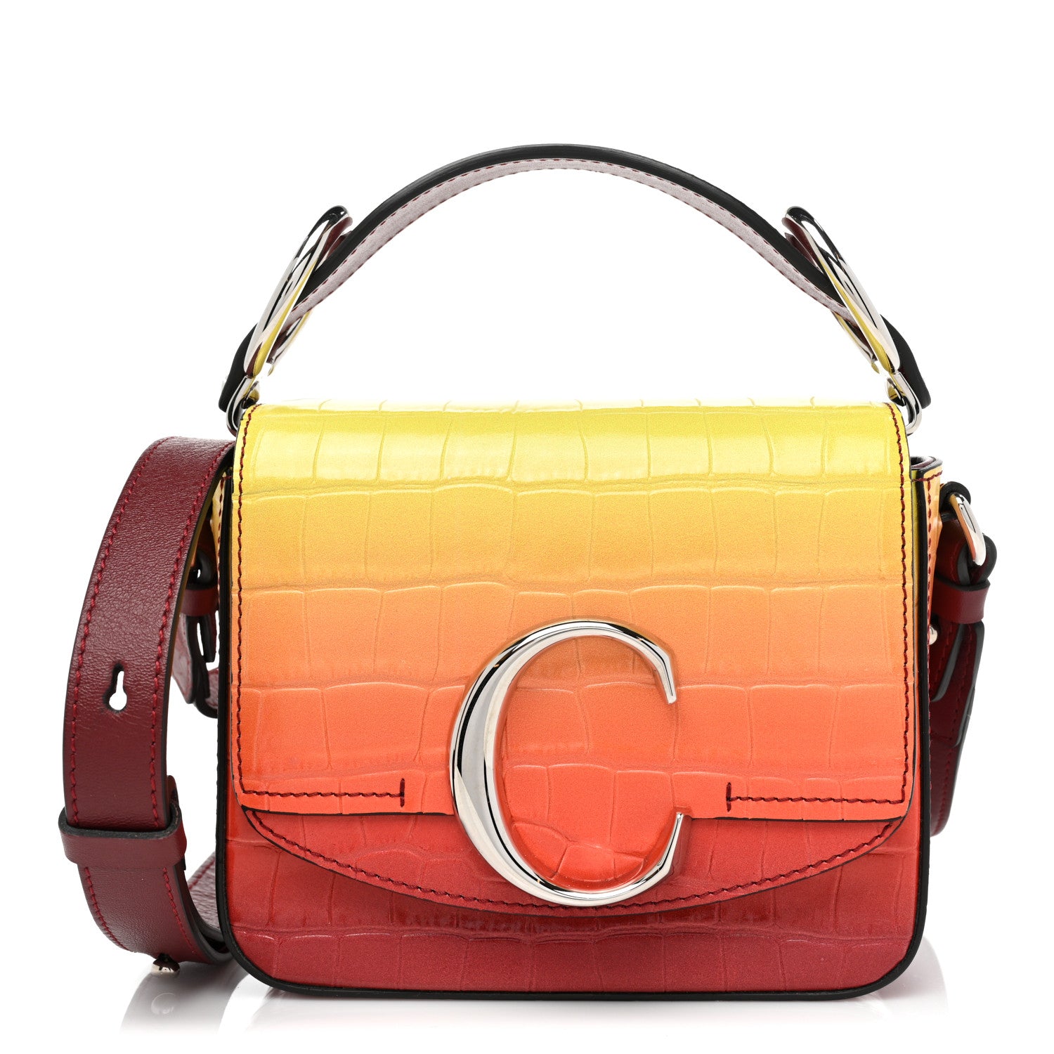 Chloe Calfskin Crocodile Embossed Mini C Double Carry Ombre Yellow 1 of 10