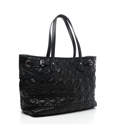 Christian Dior Coated Canvas Cannage Small Panarea Tote Black 2 of 4