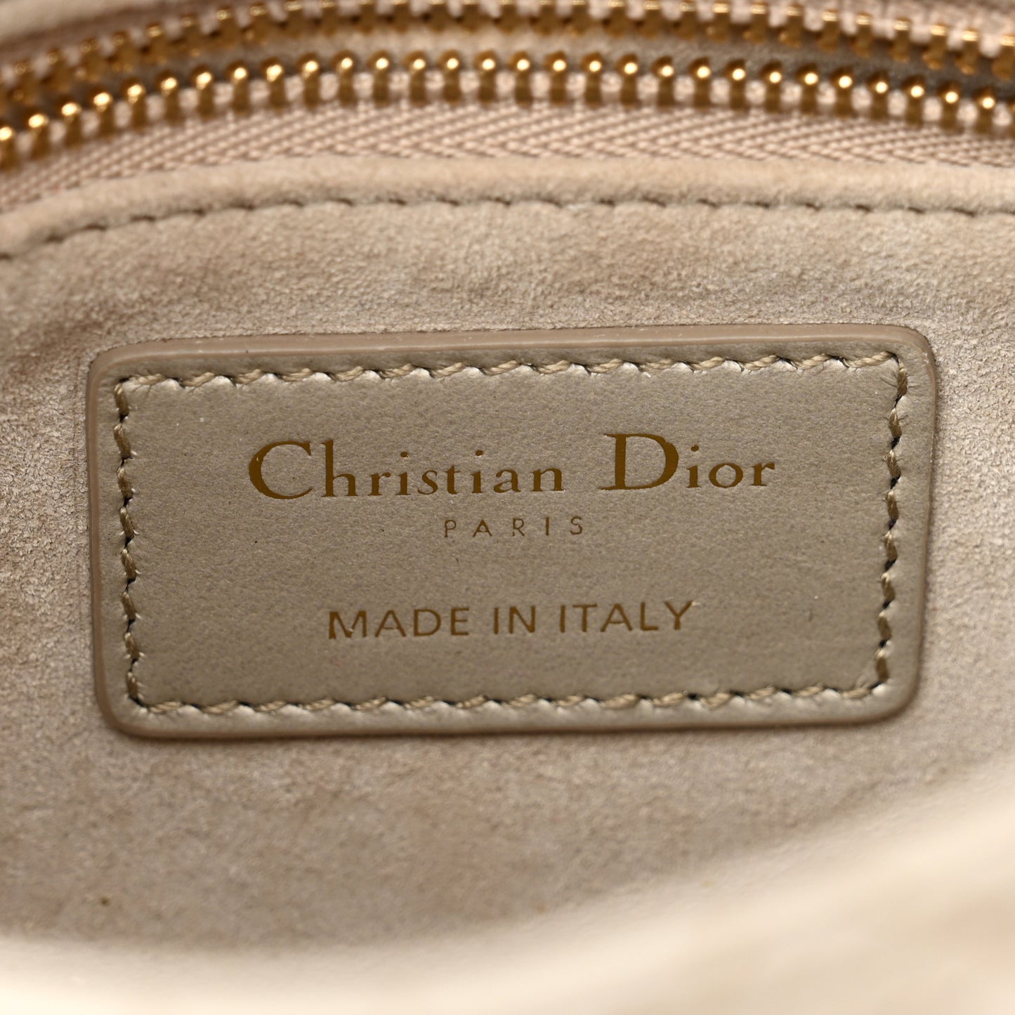 Metallic Lambskin Cannage Mini Lady Dior Gold
