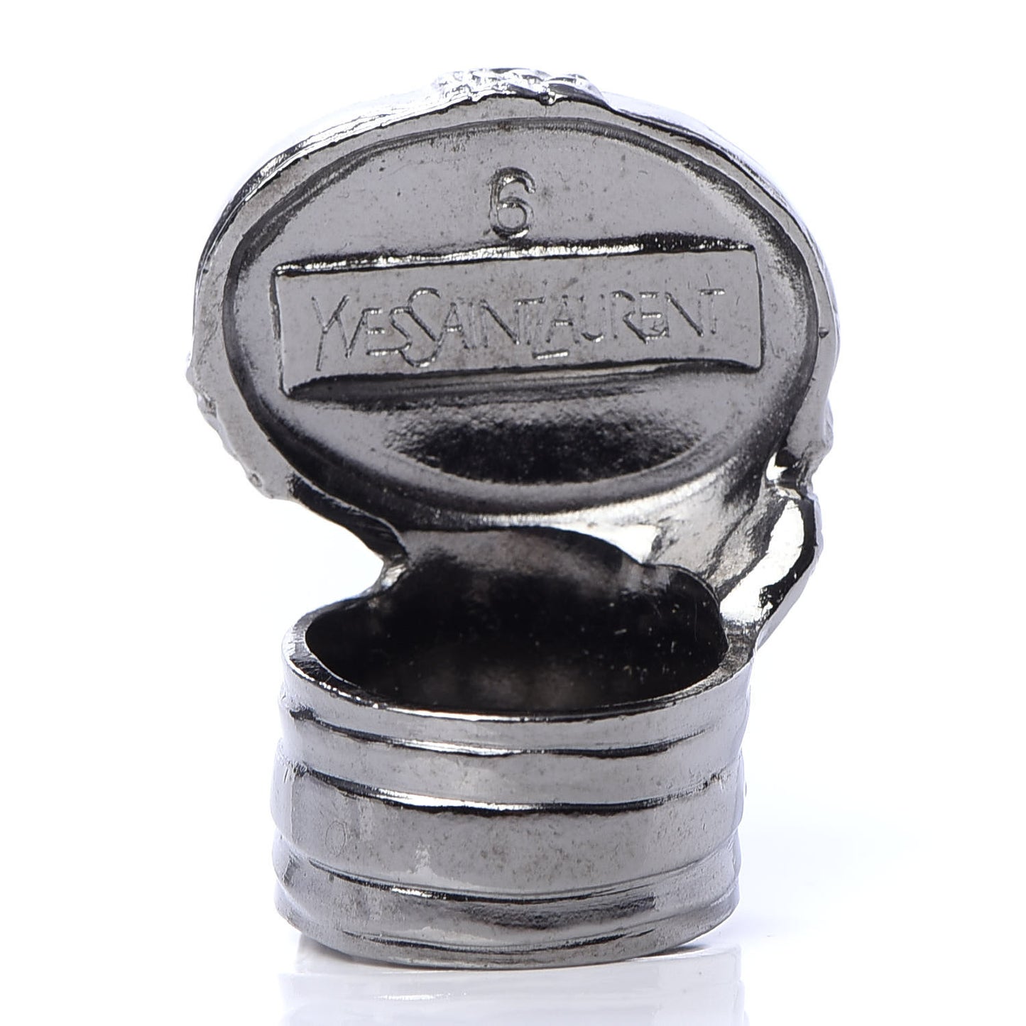 Glass Cabochon Gunmetal Arty Ovale Ring 6 Black