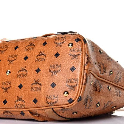 MCM Visetos Studded Medium Essentials Shopper Tote Cognac 9 of 10