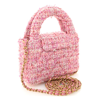 Chanel Tweed Quilted Mini Nano Kelly Shopper Pink 3 of 10