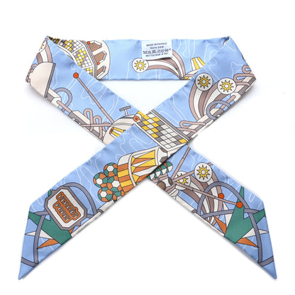 Hermes Silk Odyssey Twilly Beige Bleu Ciel Jaune Vif 1 of 4