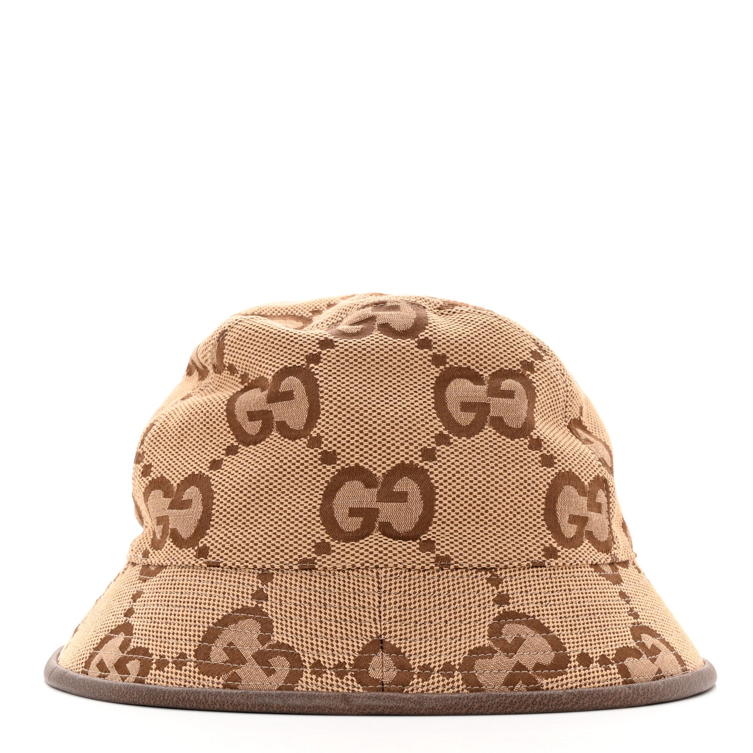 Gucci Monogram Jumbo GG Bucket Hat L Camel Ebony New Acero 4 of 9