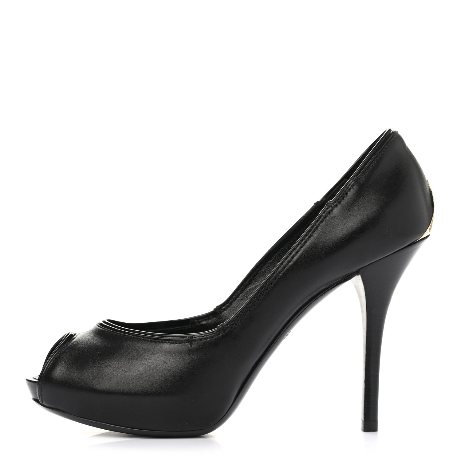 Louis Vuitton Calfskin Peep Toe Pumps 38 Black 1 of 8
