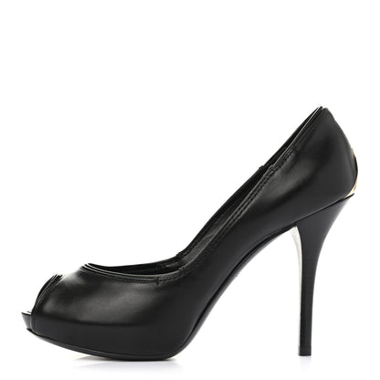 Louis Vuitton Calfskin Peep Toe Pumps 38 Black 1 of 8