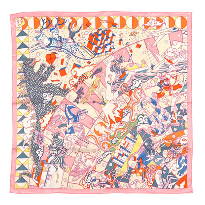Hermes Silk L'Epopee d'Hermes Scarf 70 Rose Buvard Orange 1 of 3