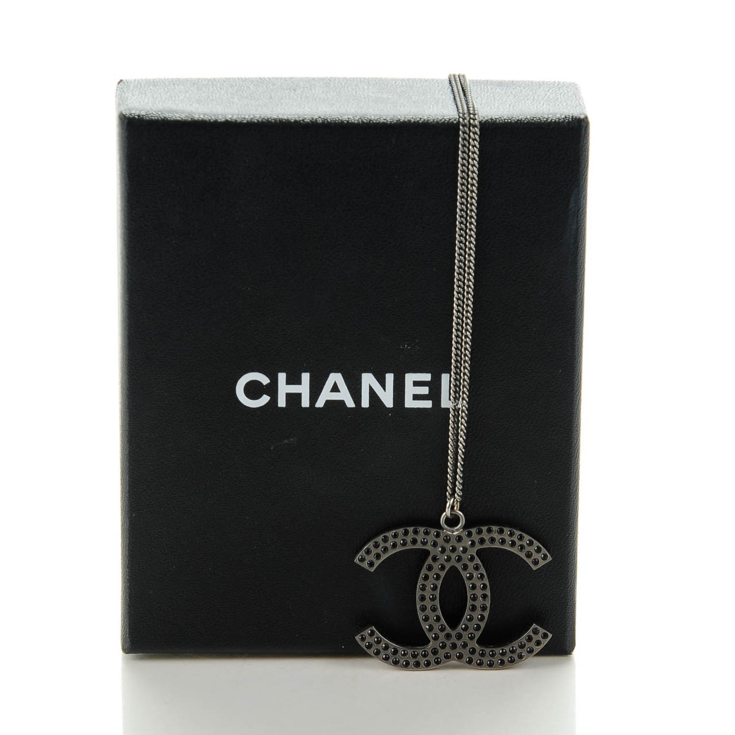 Crystal Large CC Necklace Dark Silver
