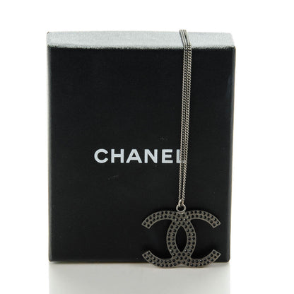 Chanel Crystal Large CC Necklace Dark Silver 4 of 4