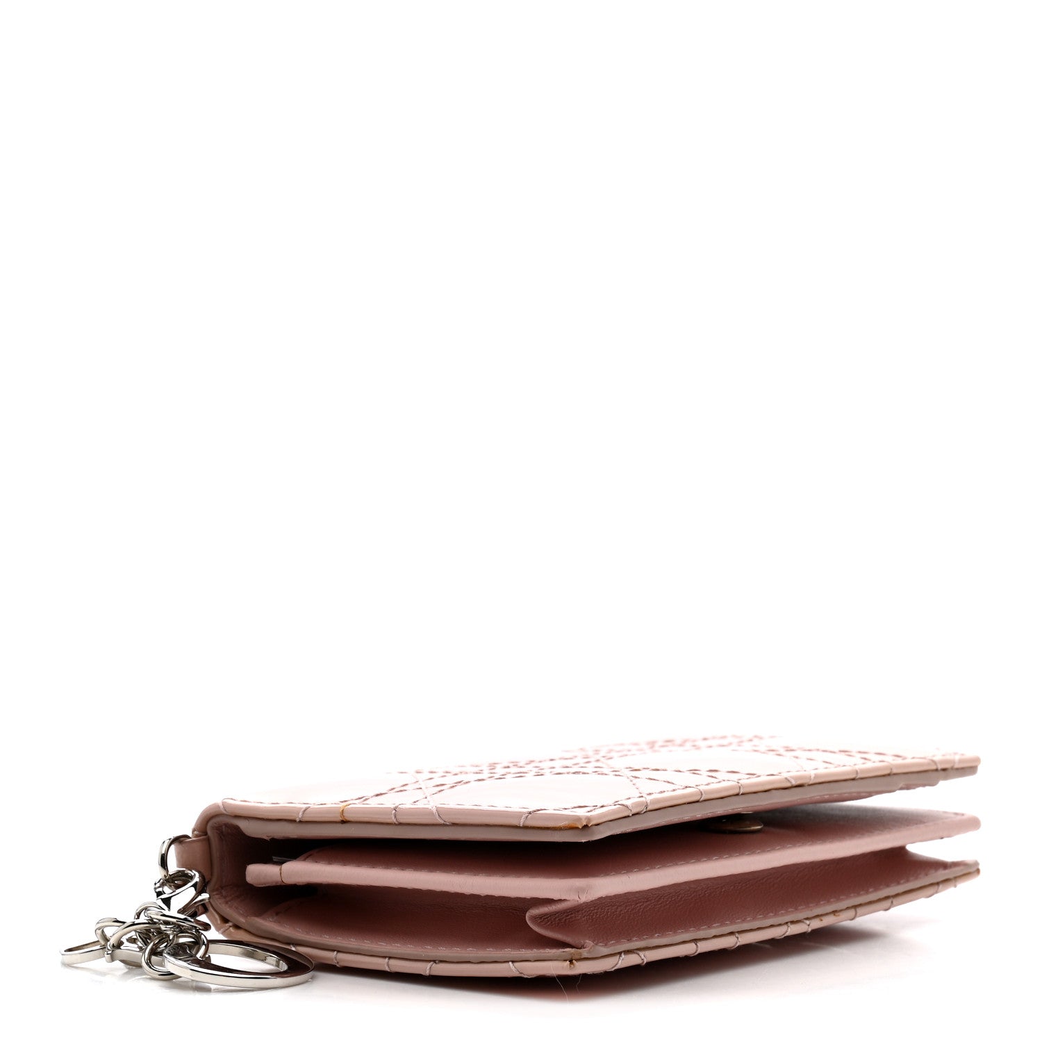 Christian Dior Patent Cannage Lady Dior Bloom Card Holder Rose