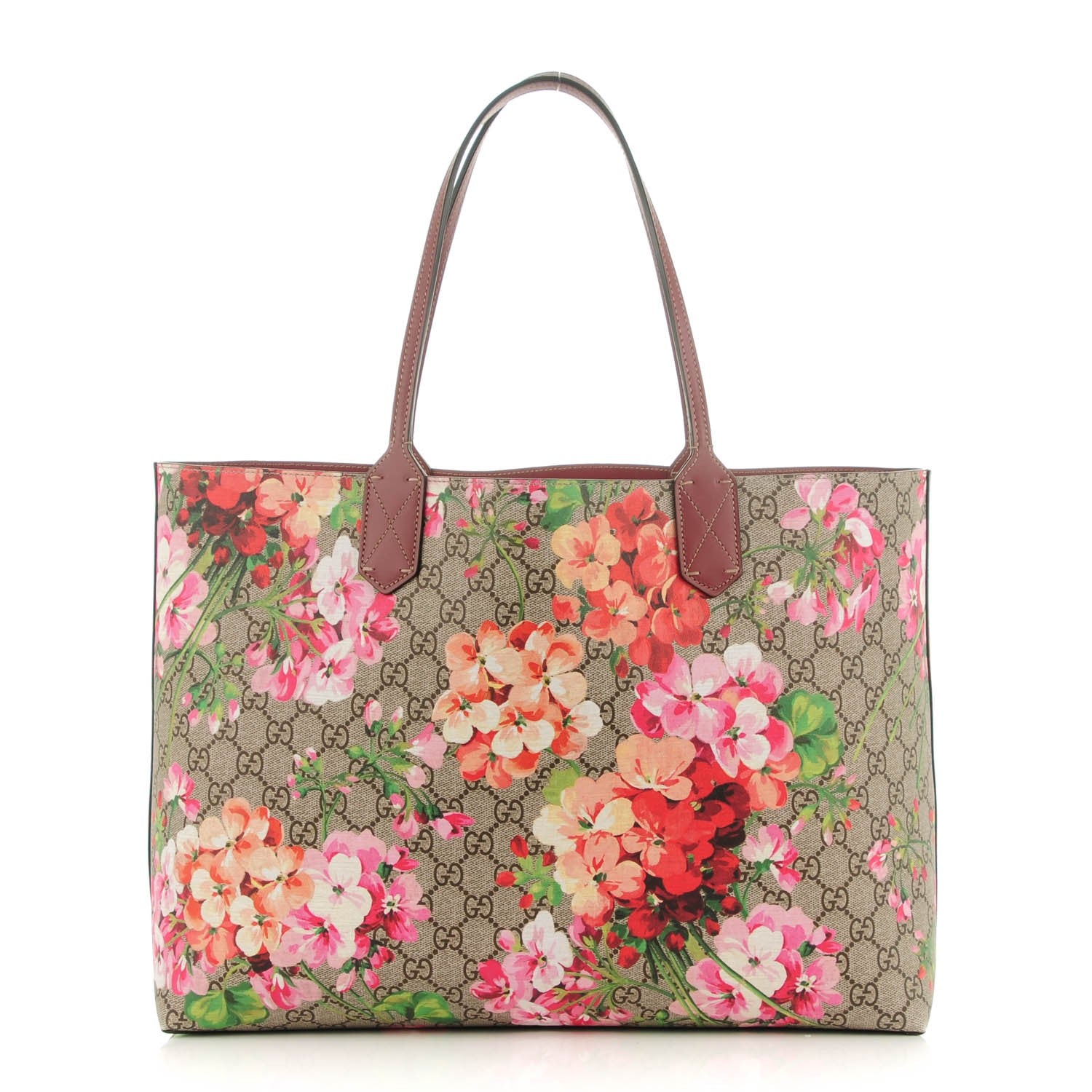 Gucci GG Supreme Monogram Blooms Medium Reversible Tote Beige Multicolor Dry Rose 1 of 13