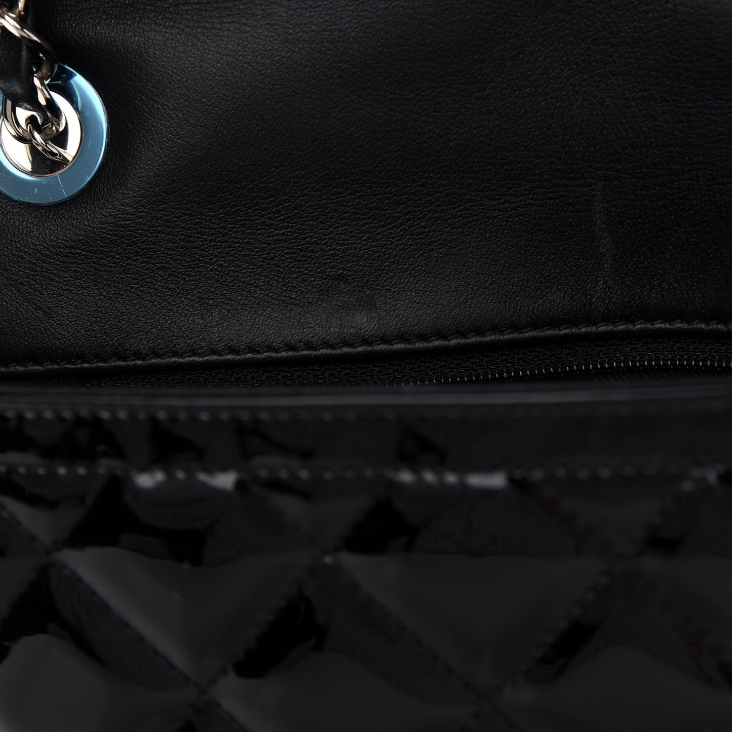 Patent Quilted Large Coco Shine Flap Black