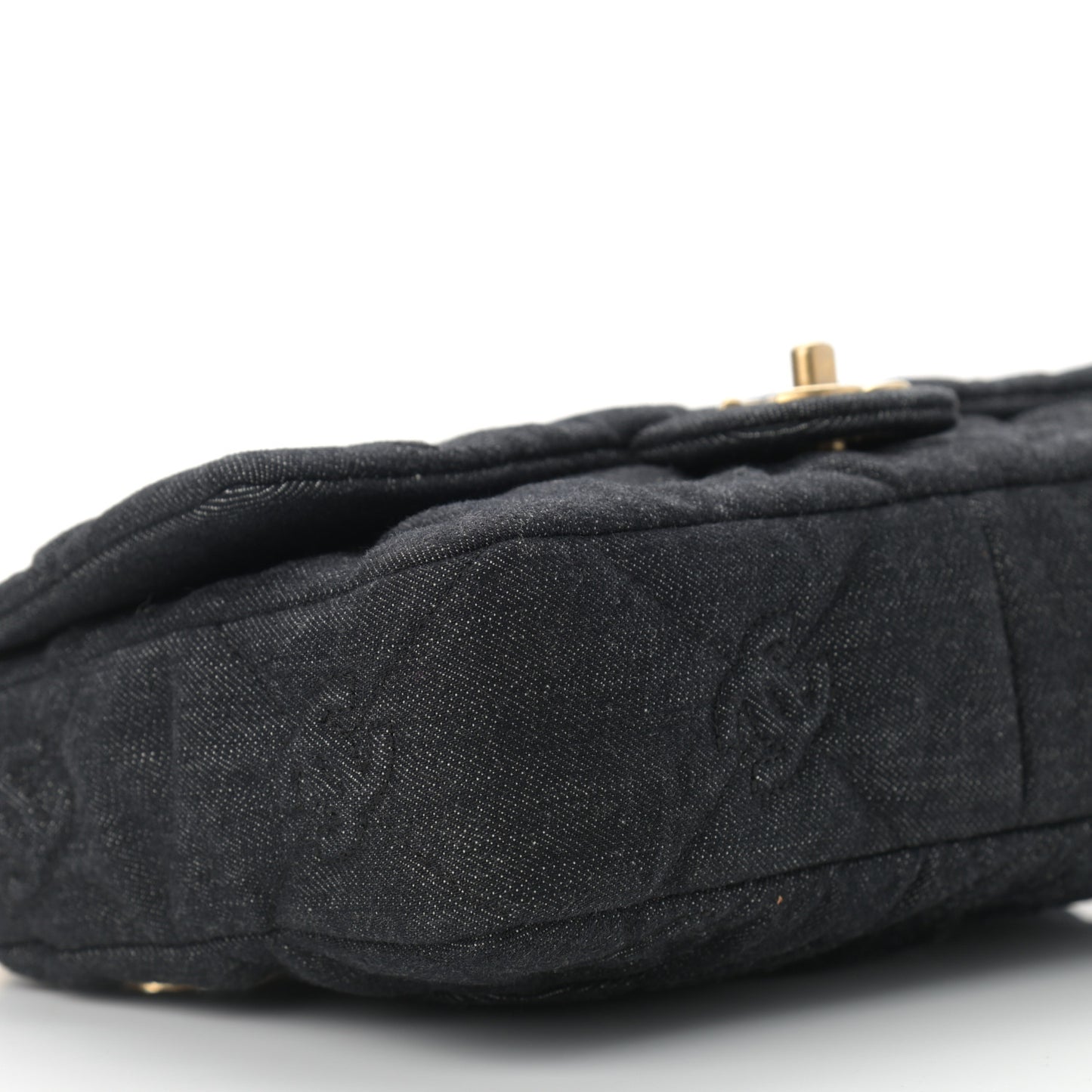 Denim Quilted Medium Funky Town Flap Black