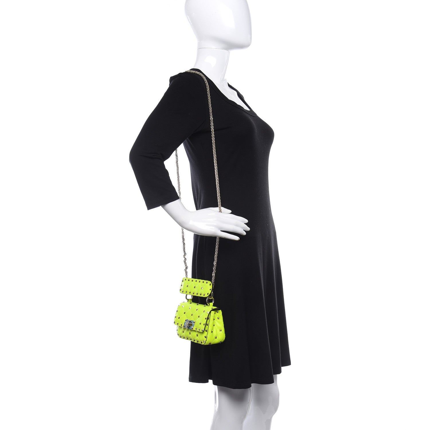 Valentino Garavani Calfskin Micro Rockstud Spike Shoulder Bag Lime 2 of 9