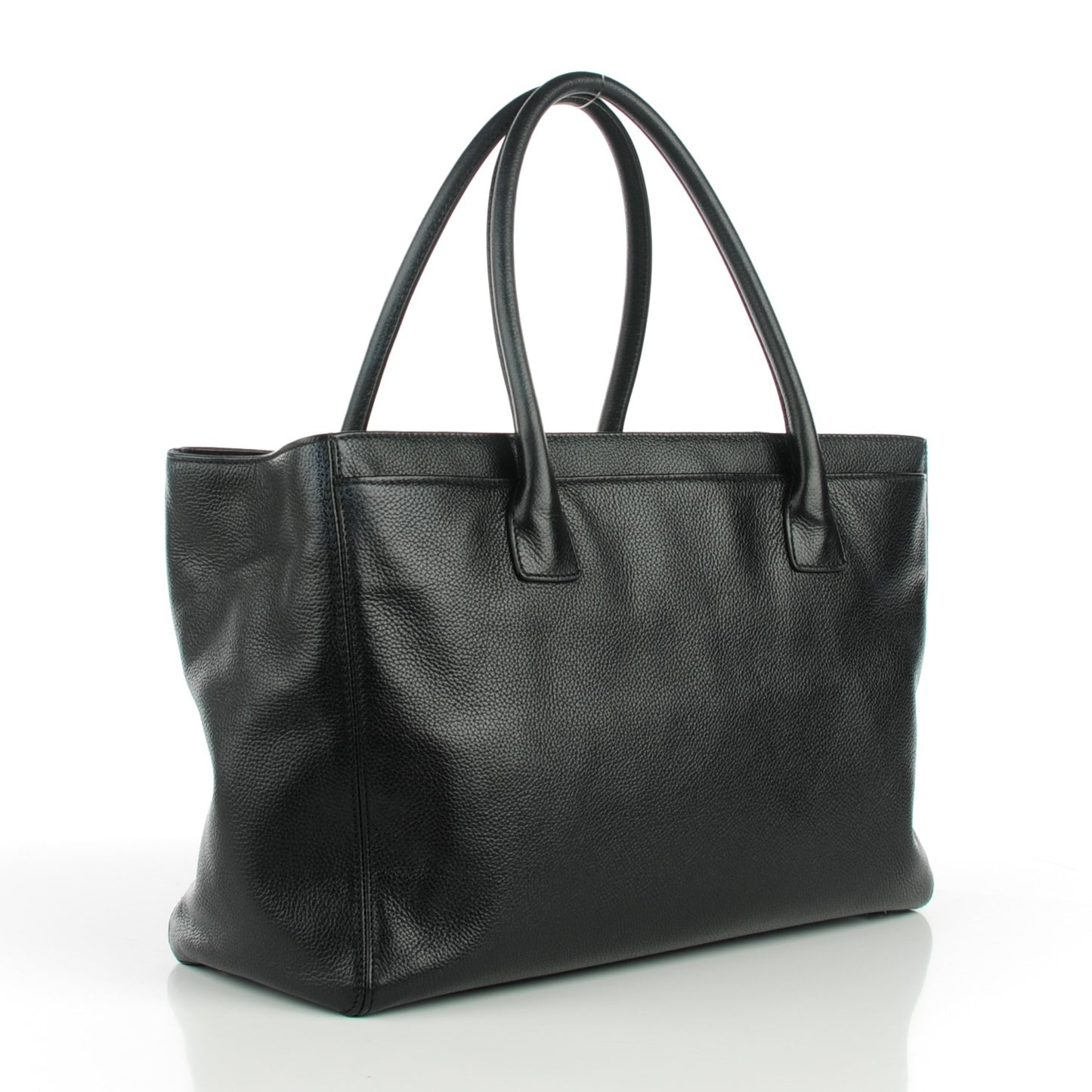 Calfskin Cerf Executive Shopper Tote Black