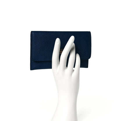 Prada Saffiano Metal Flap Wallet Bluette 8 of 8