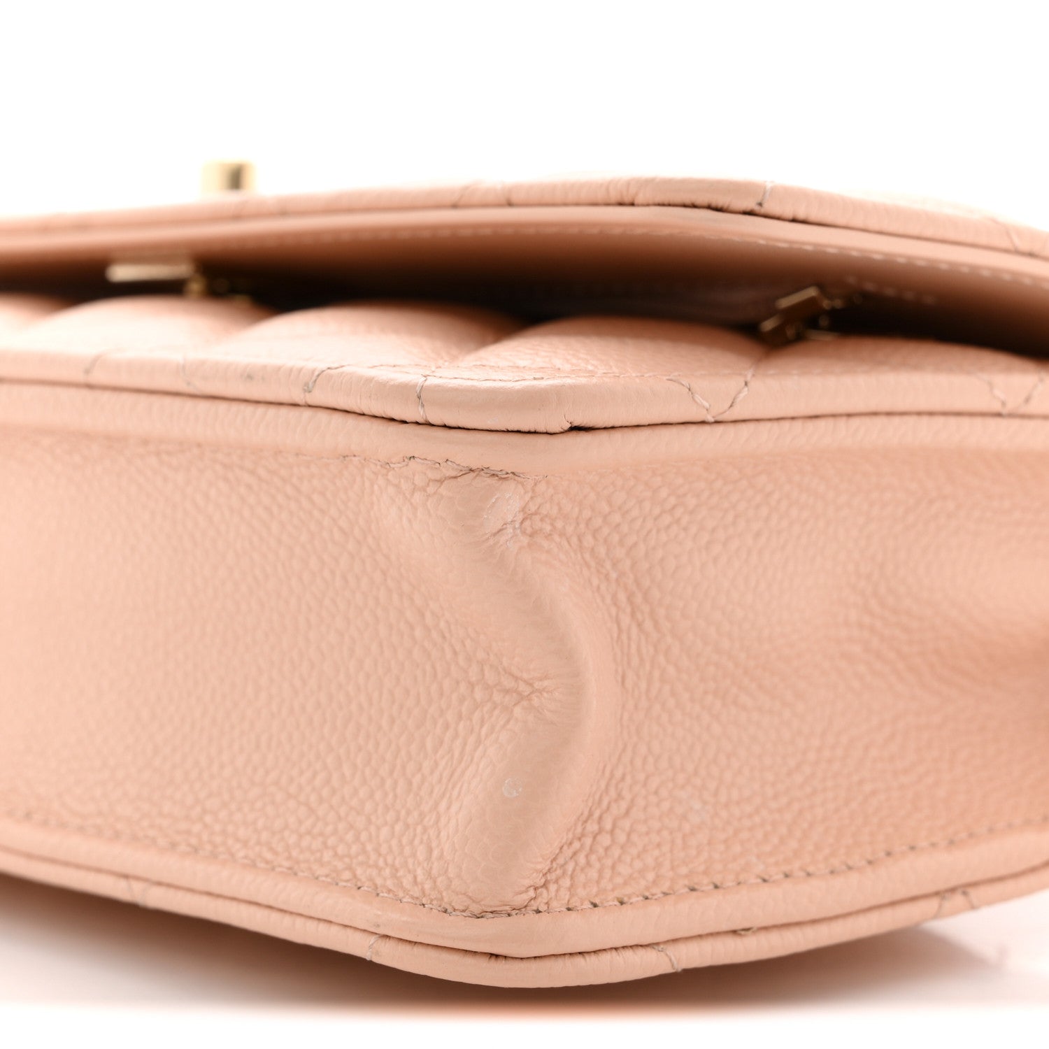Chanel Caviar Quilted CC Turnlock Wallet On Chain WOC Beige 10 of 12
