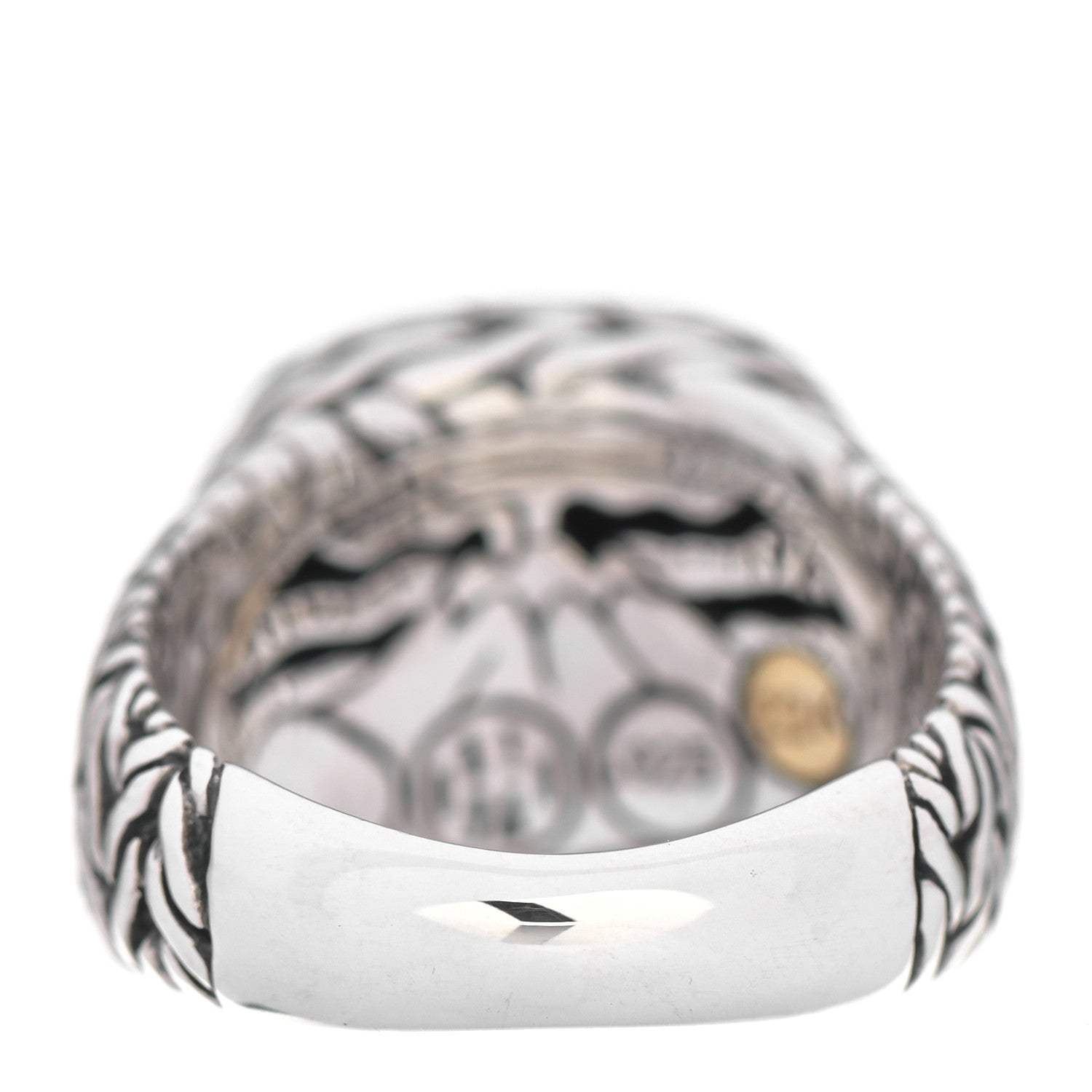 John Hardy Sterling Silver 22K Yellow Gold Palu Hammered Ring 54 7 3 of 4