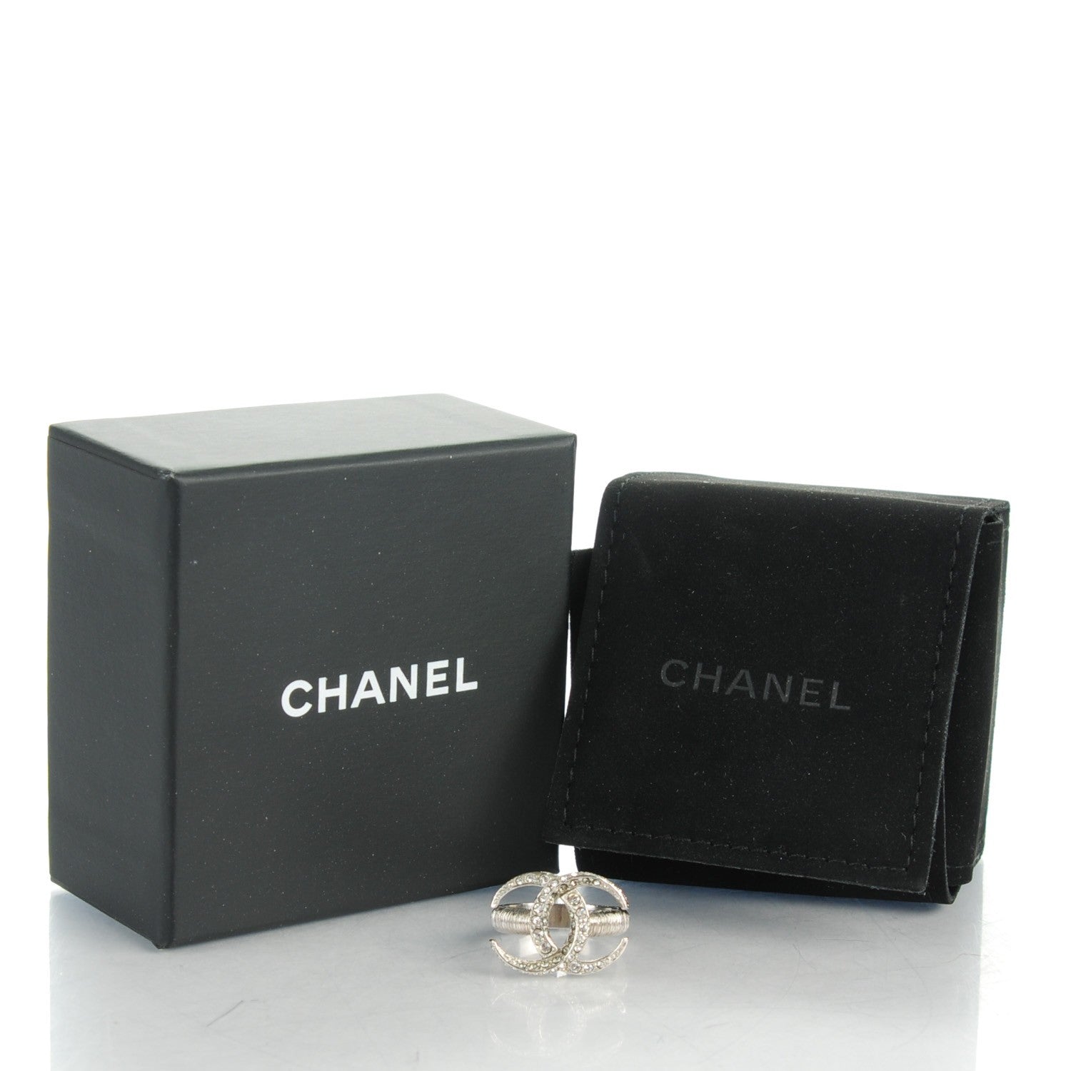 Chanel Baguette Crystal CC Ring 7 Silver 5 of 5