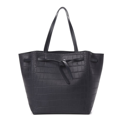 Celine Crocodile Embossed Nubuck Small Belt Cabas Phantom Navy Blue 1 of 10