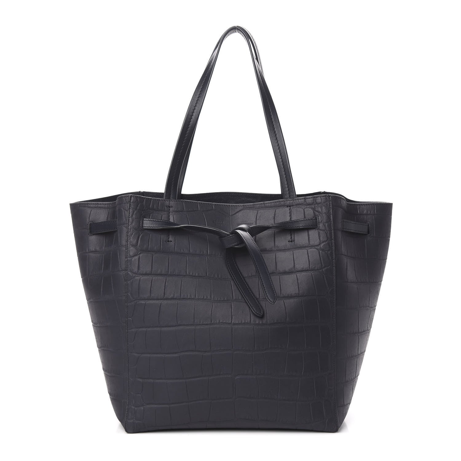 Celine Crocodile Embossed Nubuck Small Belt Cabas Phantom Navy Blue 1 of 10