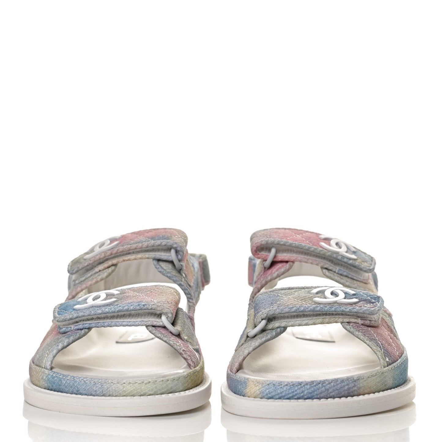 Printed Fabric Quilted Dad Sandals 36 Green Pink Blue