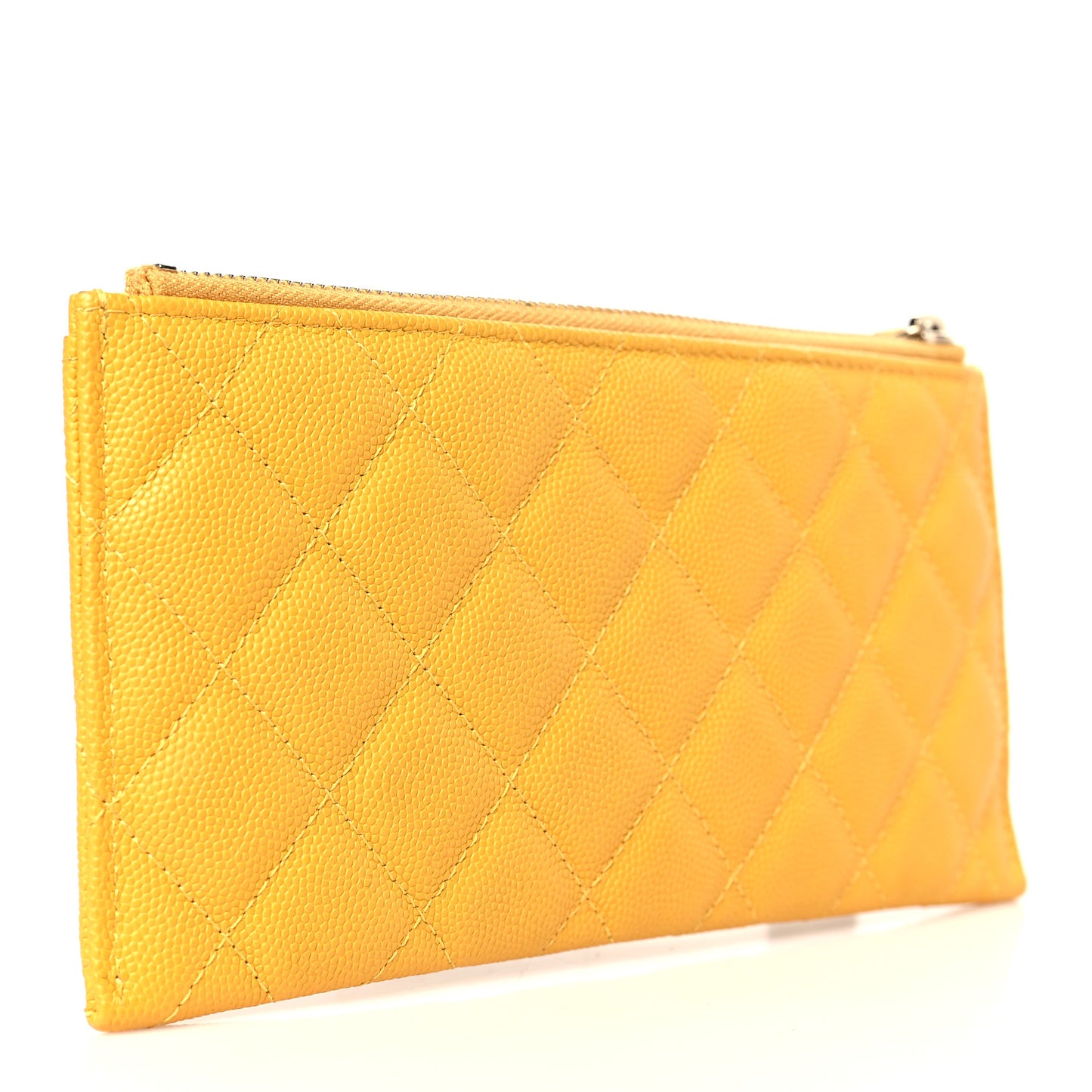 Caviar Quilted Classic Zip Pouch Yellow