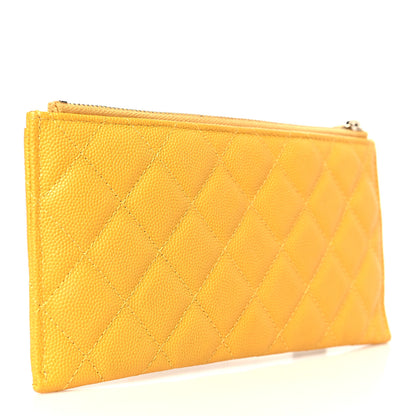 Chanel Caviar Quilted Classic Zip Pouch Yellow 3 of 6