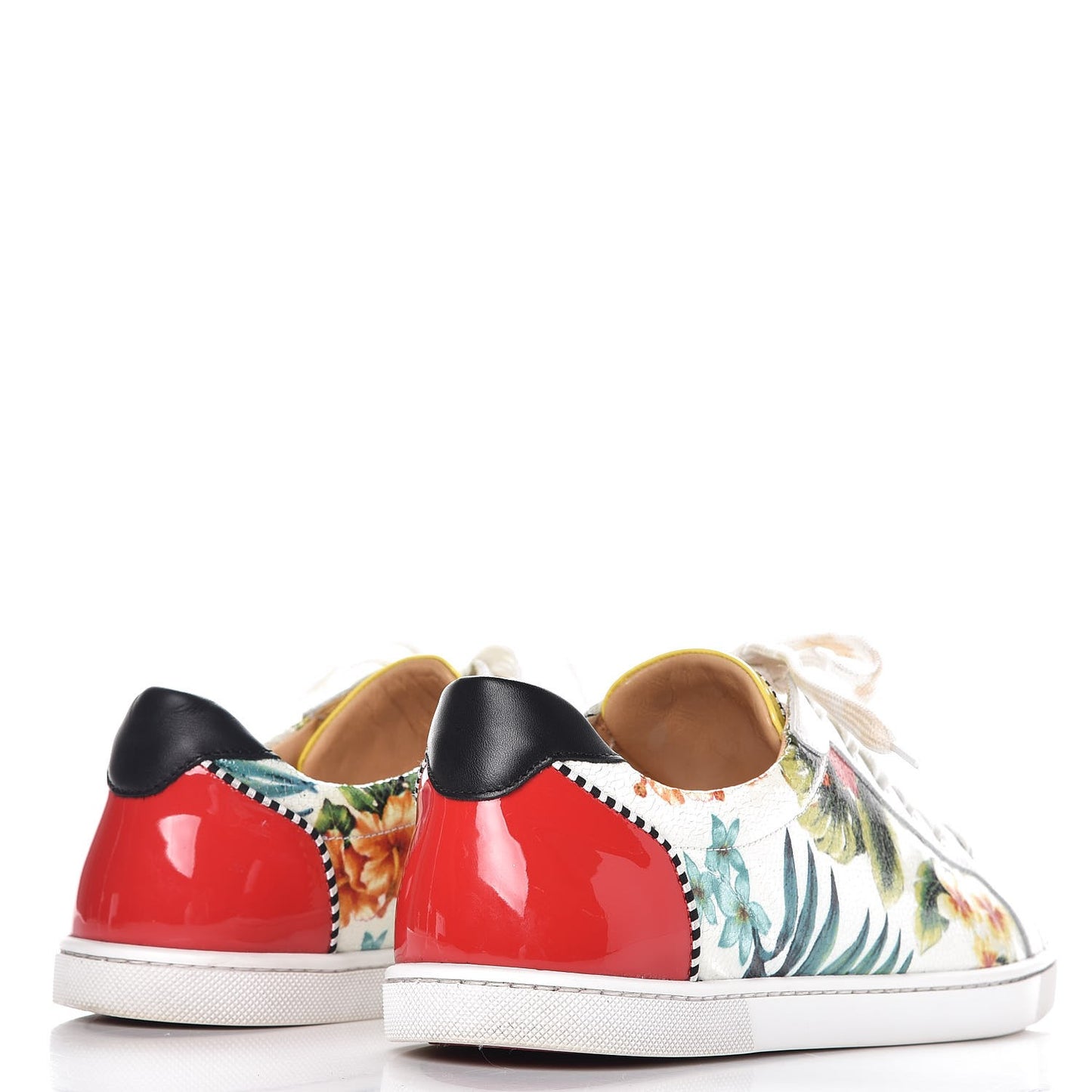 Crackled Calfskin Patent Hawaii Print Seava Sneakers 41.5 Multi
