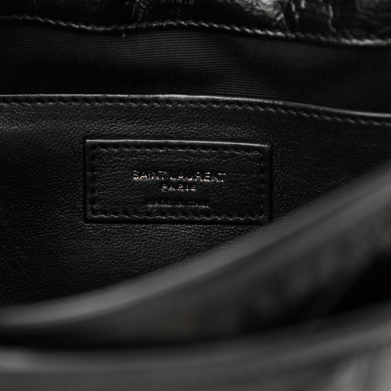 Saint Laurent Crinkled Calfskin Matelasse Monogram Baby Niki Chain Satchel Black 6 of 10